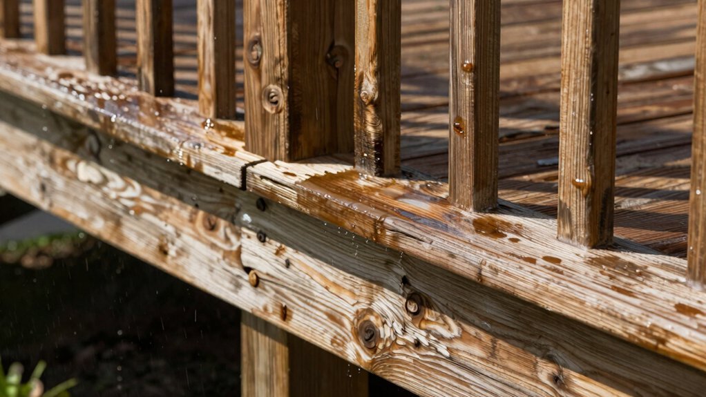 deck overhang protects and drains